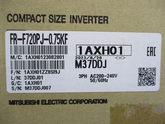簡単小形インバータ 三相200V FR-F720PJ-0.75KF
