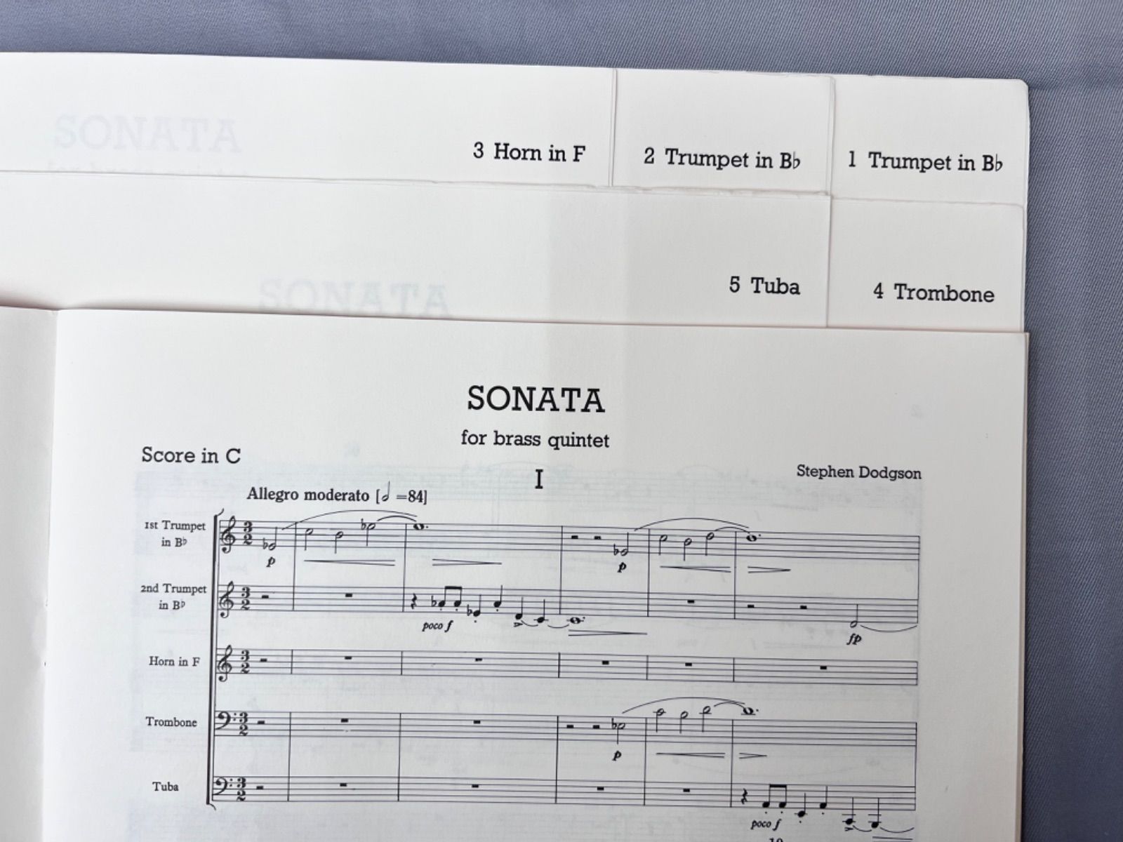 金管5重奏楽譜　ソナタ　JB20　ドッジソン作曲　　金管アンサンブル
