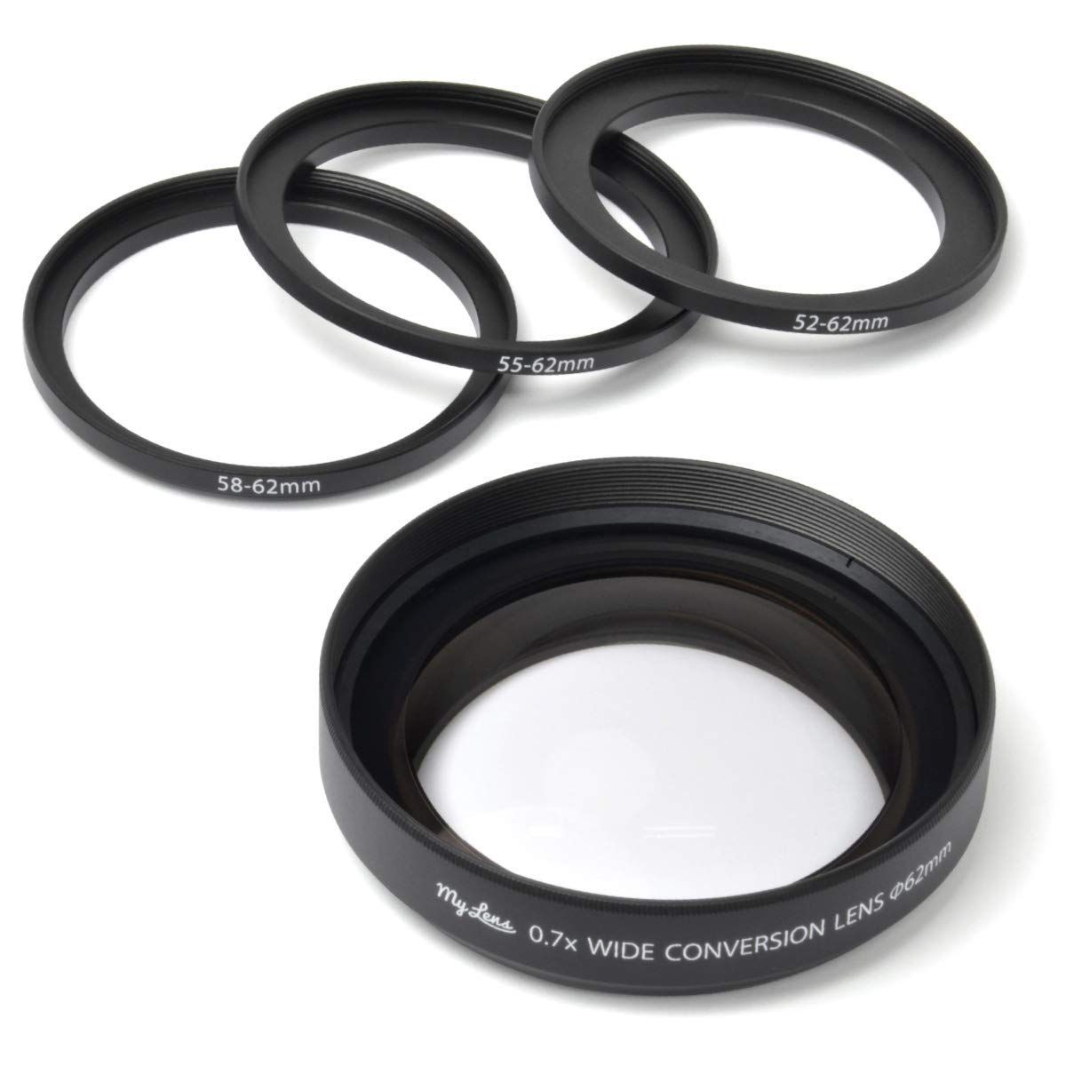 MLE62W07 Online JTT VIDEO対応 HD Full 対応 62mm 58mm 55mm 52mm レンズ径 ワイドコンバージョンレンズ 薄型 0.7倍 広角 ビデオカメラ用 レンズ) (マイ Lens My