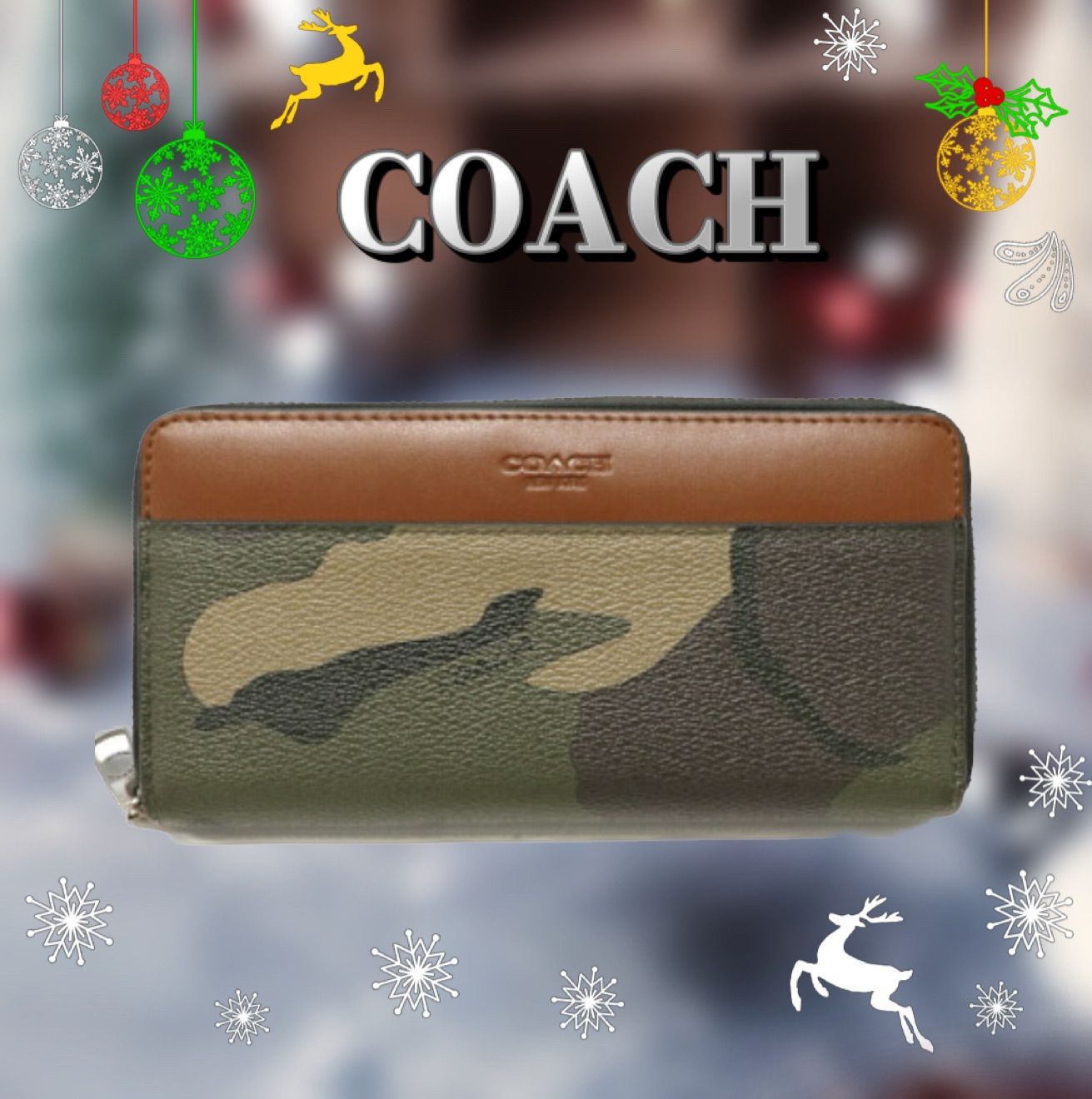 COACH コーチ 長財布 迷彩グリーンカモフラージュF75099 - メルカリ