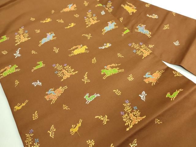 平和屋本店■極上　龍村美術織物　たつむら　九寸開き名古屋帯　印金　牡丹　黒地　金糸　逸品　未使用　DZAA3512kh5 平和屋本店□極上 龍村美術織物 たつむら 九寸開き名古屋帯 印