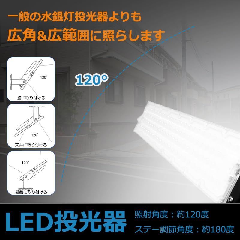 超爆光 昼光色6000K LED投光器 300W 3000W相当 60000LM 昼光色6000K LED 投光器 300W IP65防水 - 4