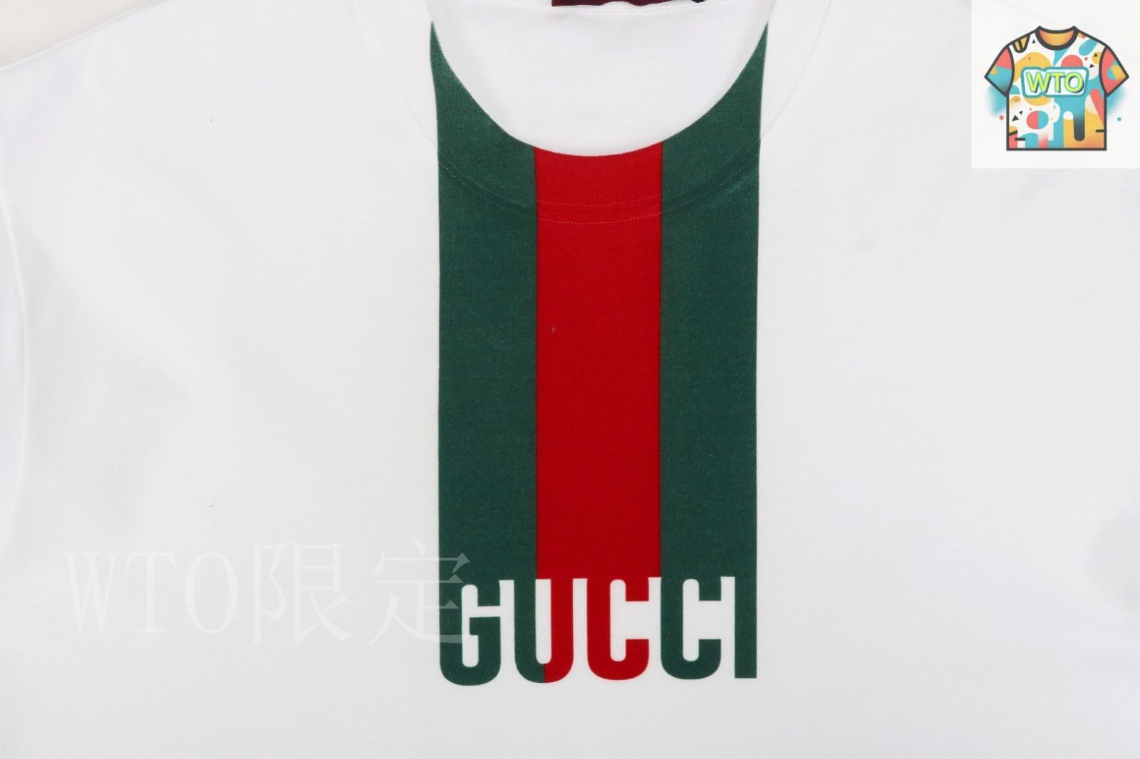 今日特価】Gucci 25SS 紅緑 G ロゴ ネックストライプ T シャツ-1