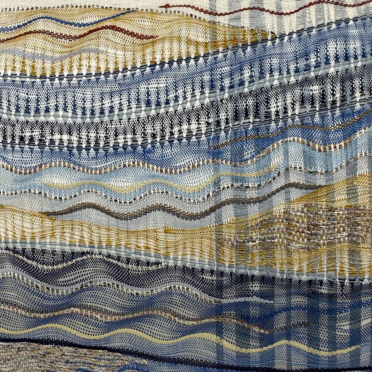 袋帯 秀品 幾何学模様 クリーム 六通 正絹