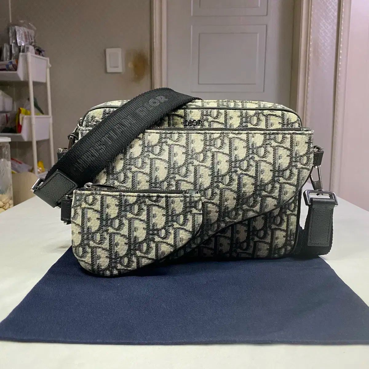 23SS Dior ディオール オブリーク ジャカード サドルバッグ トリプル ポーチ クロスバッグ