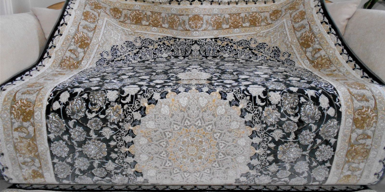 高品質、高密度、立体柄！本場イラン産 絨毯！100×150cm-200411