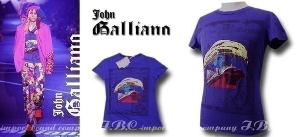 galliano ジョンガリアーノナポレオンプリントTシャツブルーパープル ...