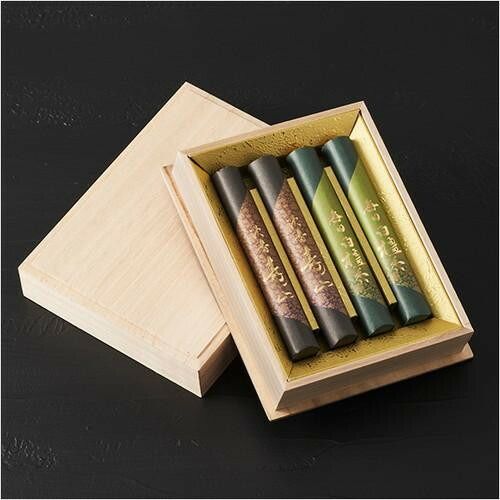 日本香堂 毎日白檀香 沈香寿山 二種香揃え 桐箱4把入 60951