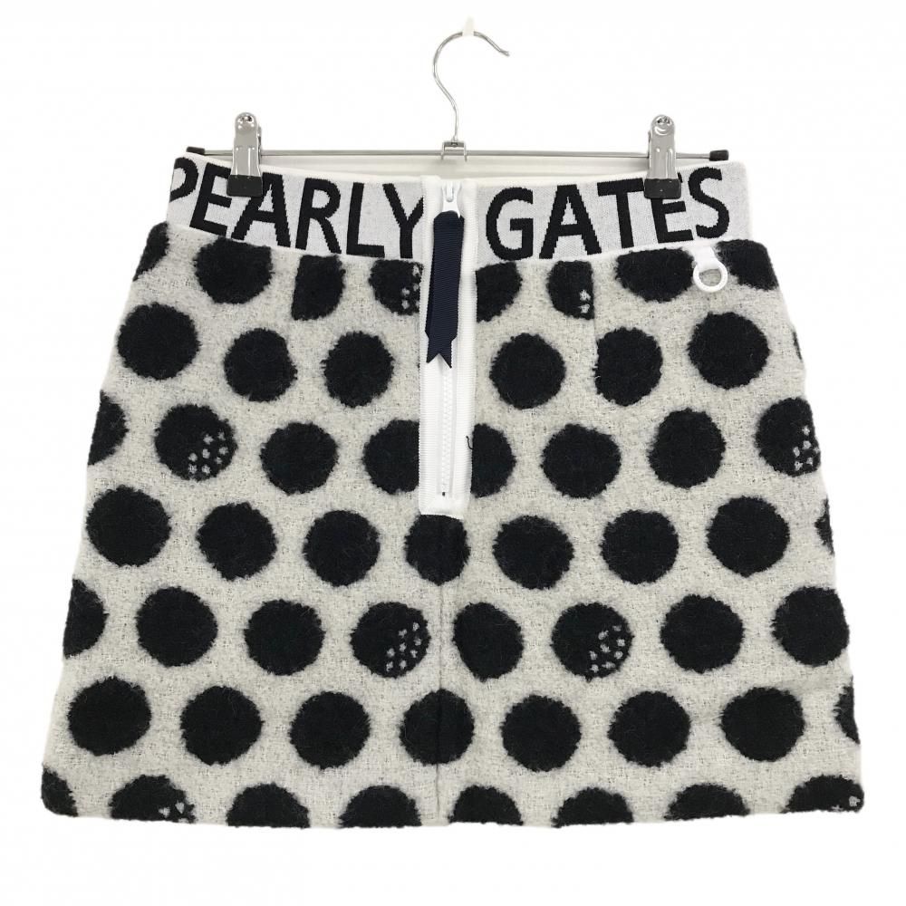 パーリーゲイツ ウールスカート ライトグレー×ダークネイビー ドット柄 裏地メッシュ レディース 1 M ゴルフウェア PEARLY GATES