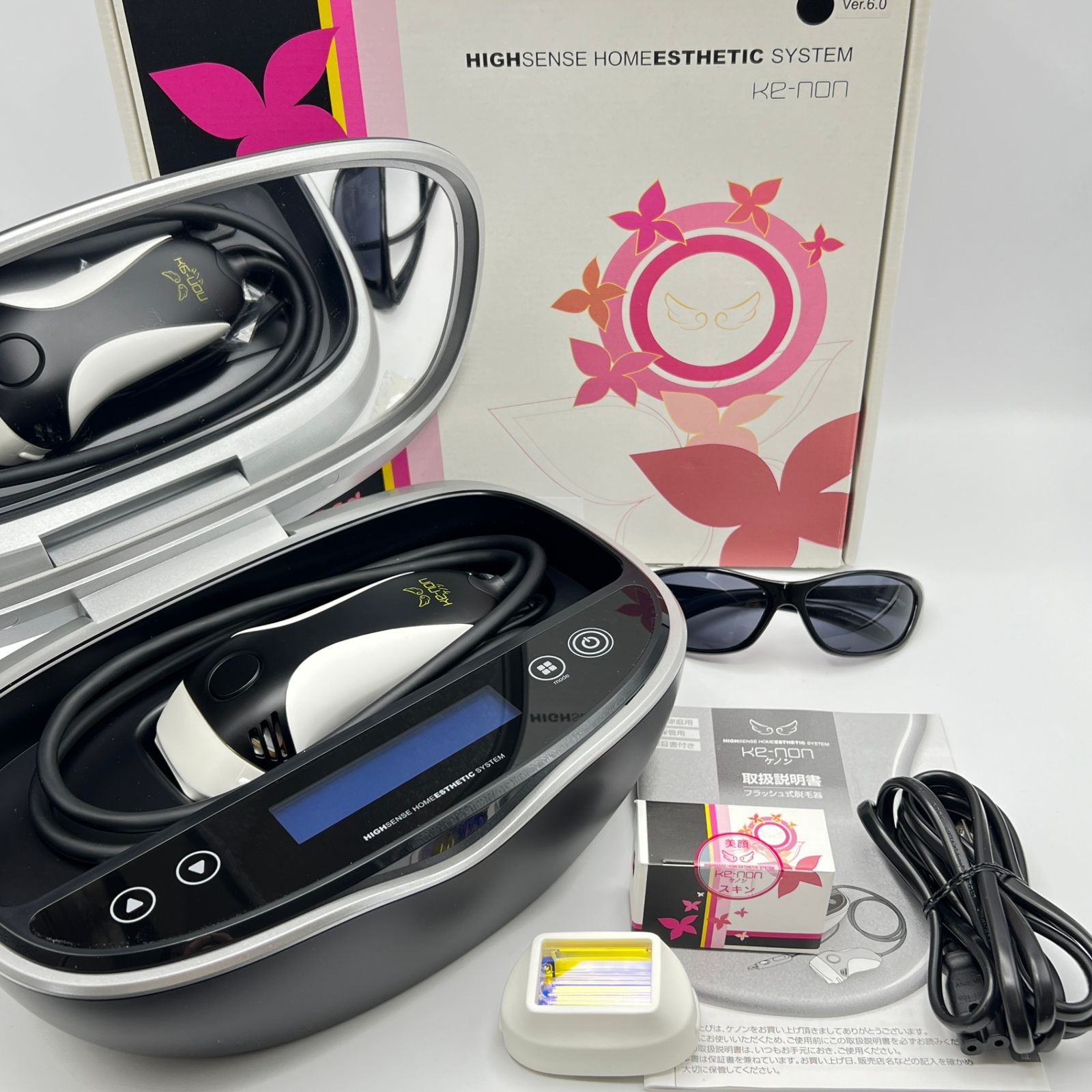 【美品】ケノン Ver.6.0 眉脱毛あり カートリッジ3点 ラージ+エクストラ+スキン 脱毛器 kenon 本体