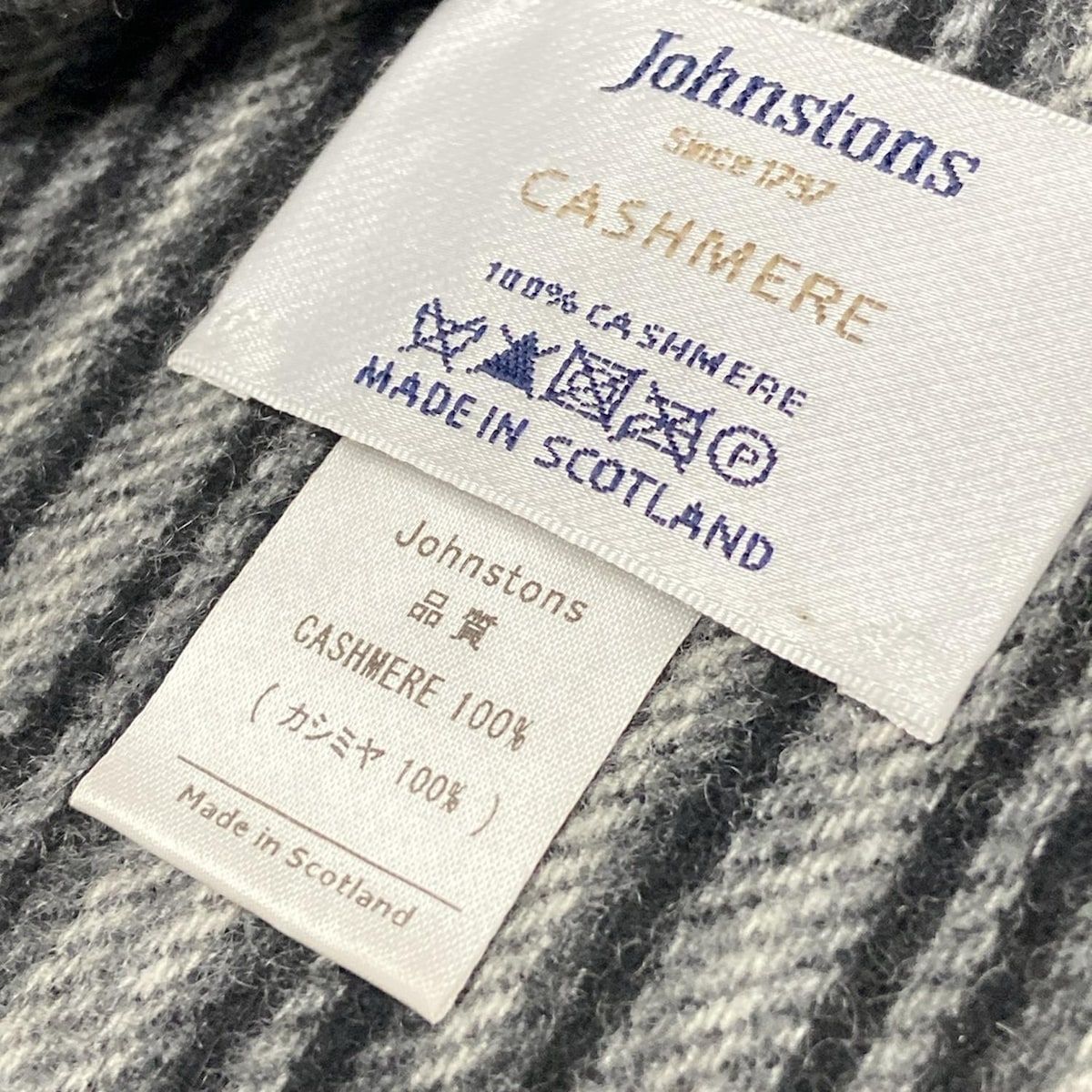 【新品未使用】ジョンストンズ マフラー カシミヤ100% ストライプ Johnstons of Elgin JOHNSTONS OF ELGIN ジョンストンズ