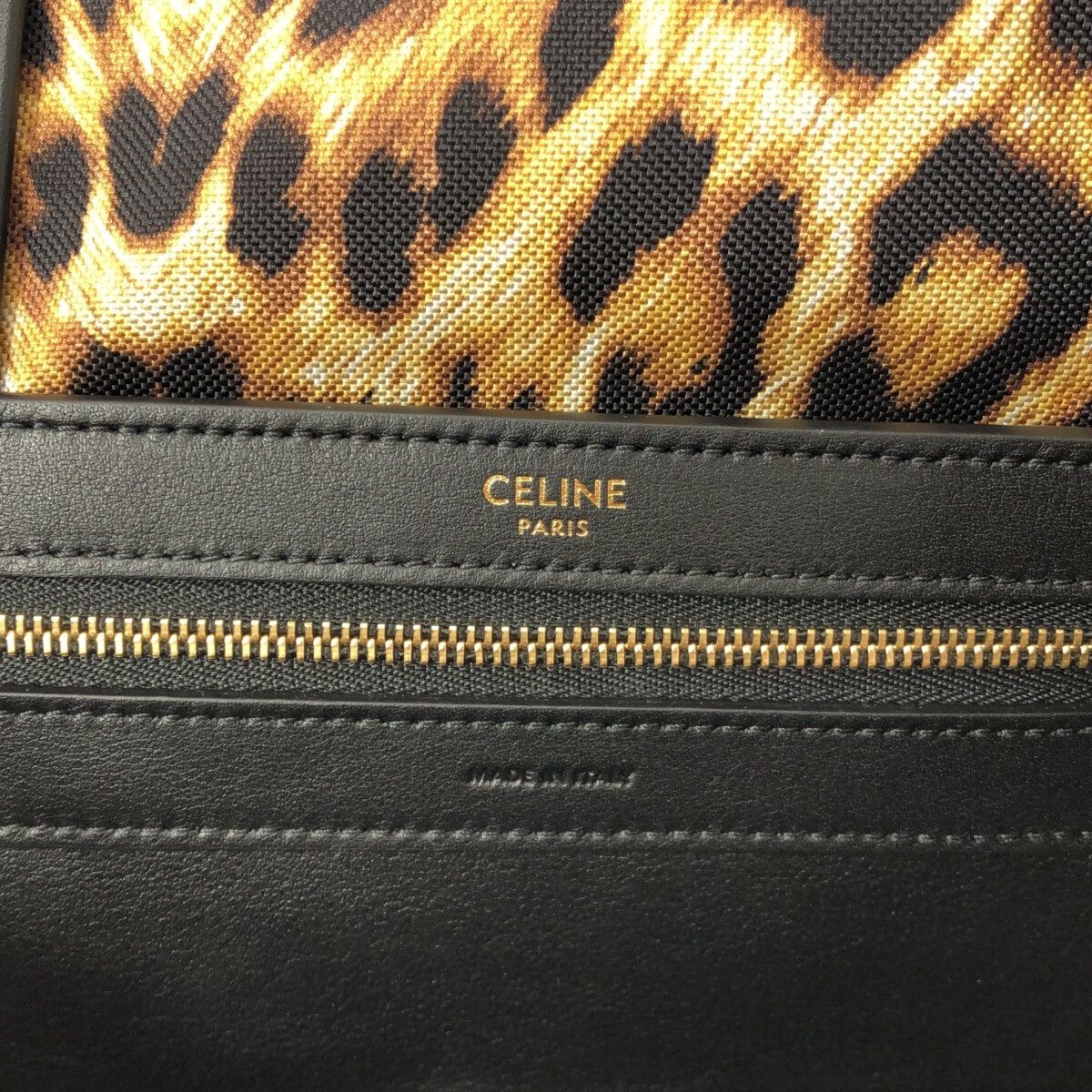 CELINE(セリーヌ) トートバッグ カバファントム ラージ 189682BN1.02VG アイボリー×ブラウン×黒 豹柄 ナイロンキャンバス×レザー  - メルカリ