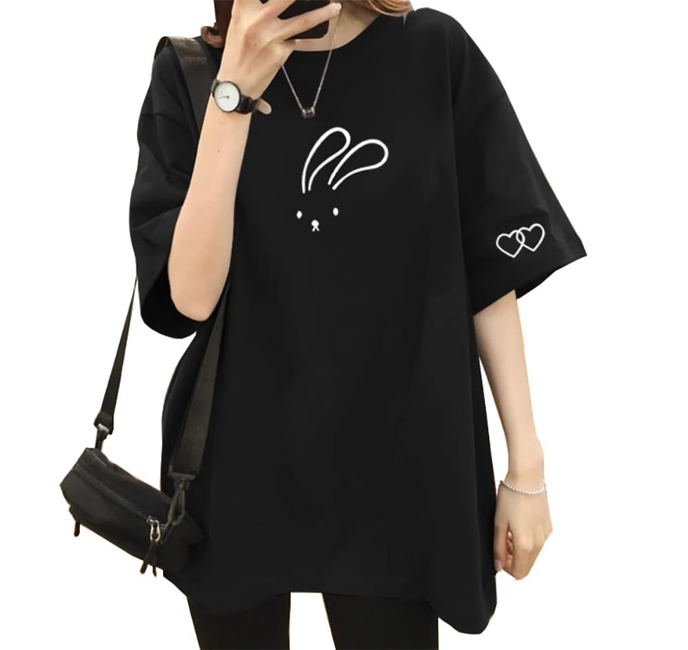 ゆったり Tシャツ レディース 半袖 丸首 ビッグシルエット カットソー カジュアル かわいい おしゃれ 大きいサイズ ファッション 春夏秋服 旅行 普段着 無地 Amazon | [Gakivit] tシャツ レディース 半袖 綿 トップス