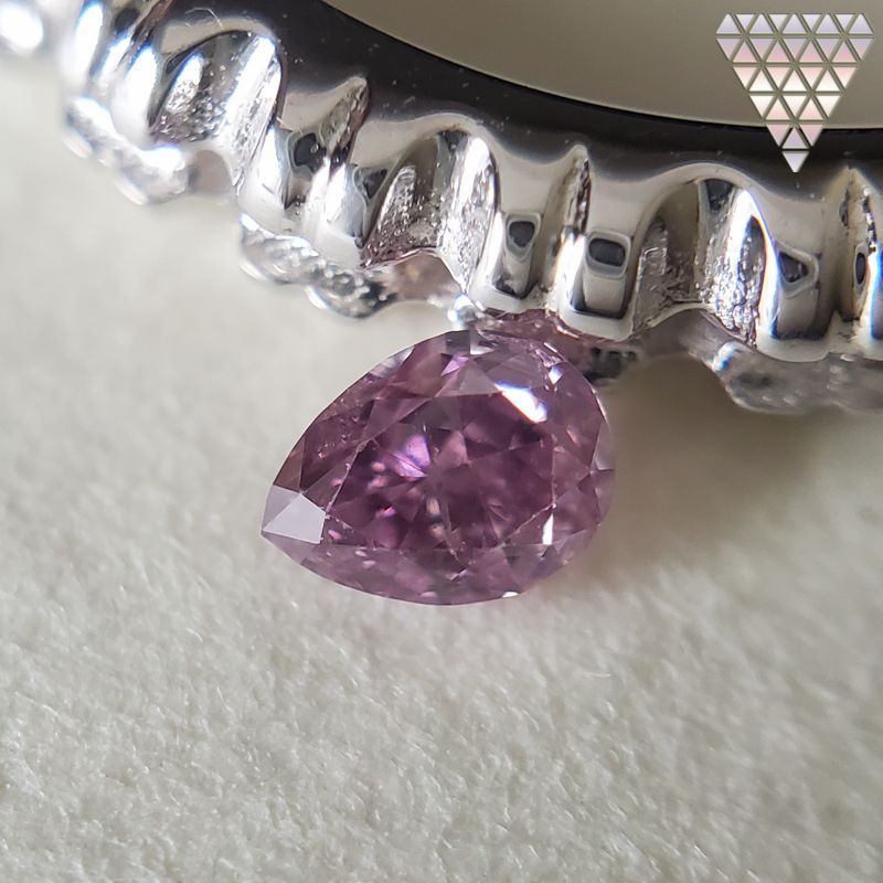 0.076 ct Fancy Intense Purple Pink I2 CGL 天然 パープル ピンク ダイヤモンド ルース ペアシェイプ  DIAMOND EXCHANGE FEDERATION