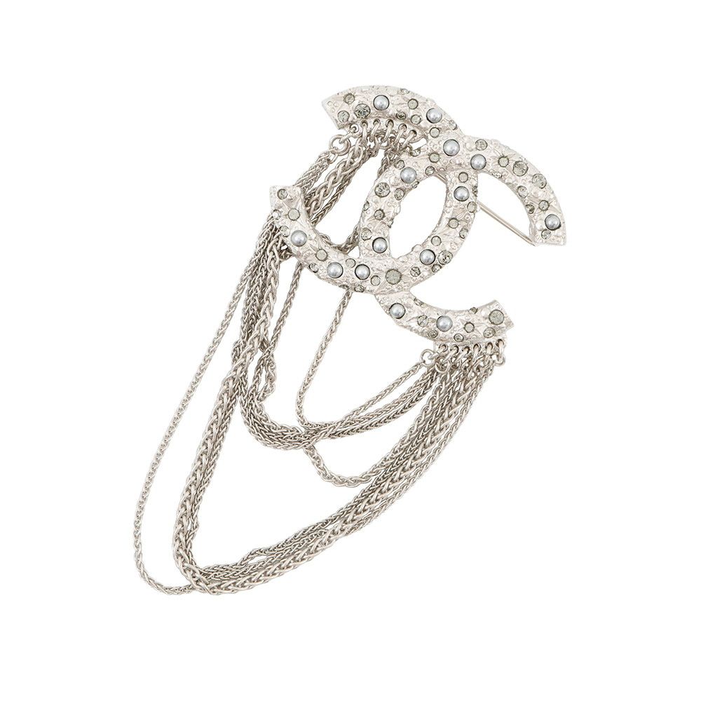 シャネル ブローチ ココマーク チェーン フェイクパール ラインストーン A18A CHANEL アクセサリー