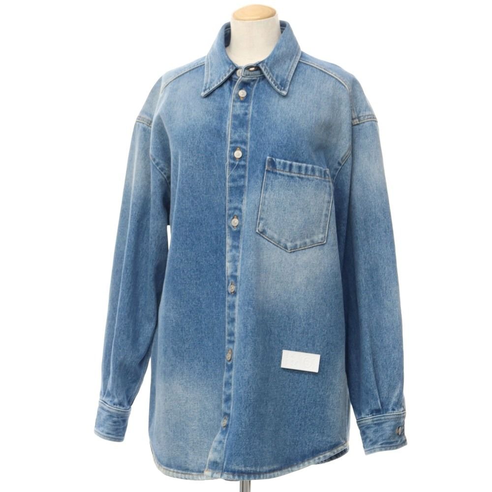 【中古】エムエムシックス MM6 長袖 デニムシャツ ライトブルー【サイズ38】【レディース】 中古】エムエムシックス MM6 長袖 デニムシャツ ライトブルー【サイズ