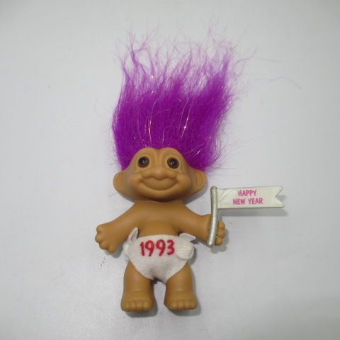 vintageビンテージRUSStrollトロールdoll1993年happynewyearハッピーニューイヤーpurpleパープルpantsパンツ約18センチ人形フィギュア
