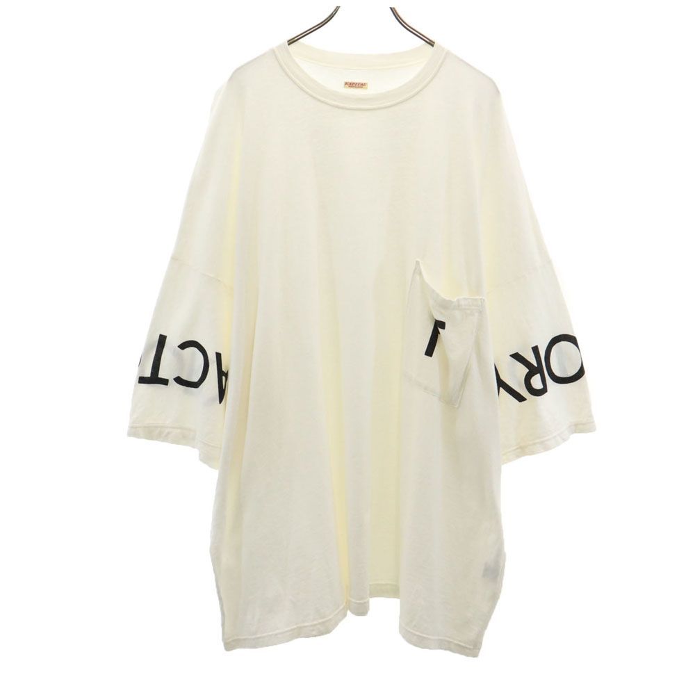 キャピタル 日本製 7分袖 オーバーサイズ Tシャツ F ホワイト KAPITAL メンズ 古着 【240413】