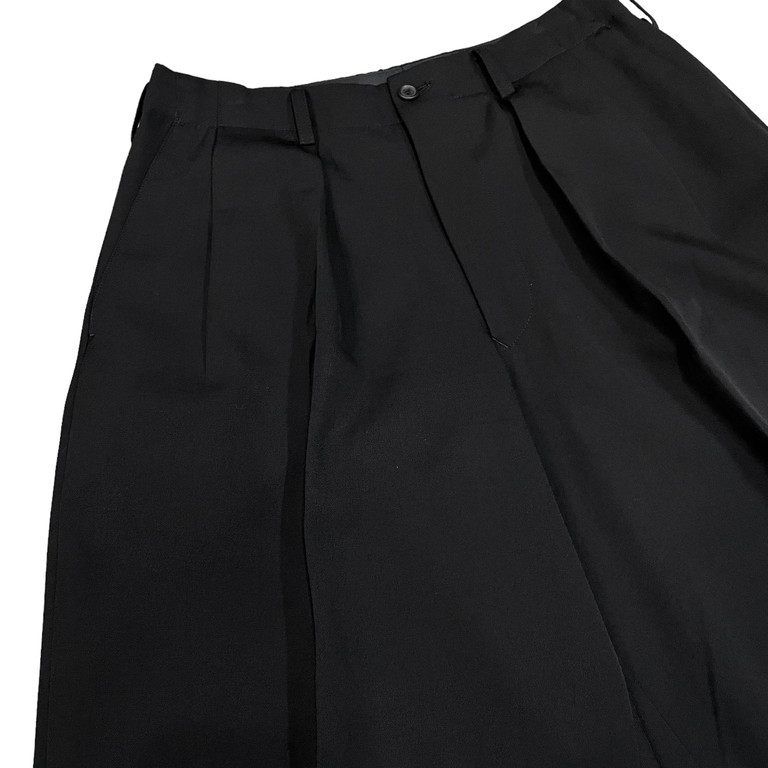 未使用に近い 90s⭐️ワイズフォーメン スラックスパンツ ウールギャバジン 黒 ワイズフォーメン【Y's for men】 ギャバジンステッチパンツ