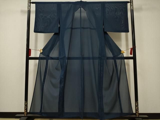 平和屋着物＊夏物 色無地 絽 深縹色 洗える着物 AABA5632sx