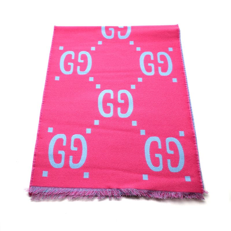 【TAKE】グッチ　GUCCI マフラー GUCCI 美品/ グッチ 505395 GGジャガード マフラー ブルー