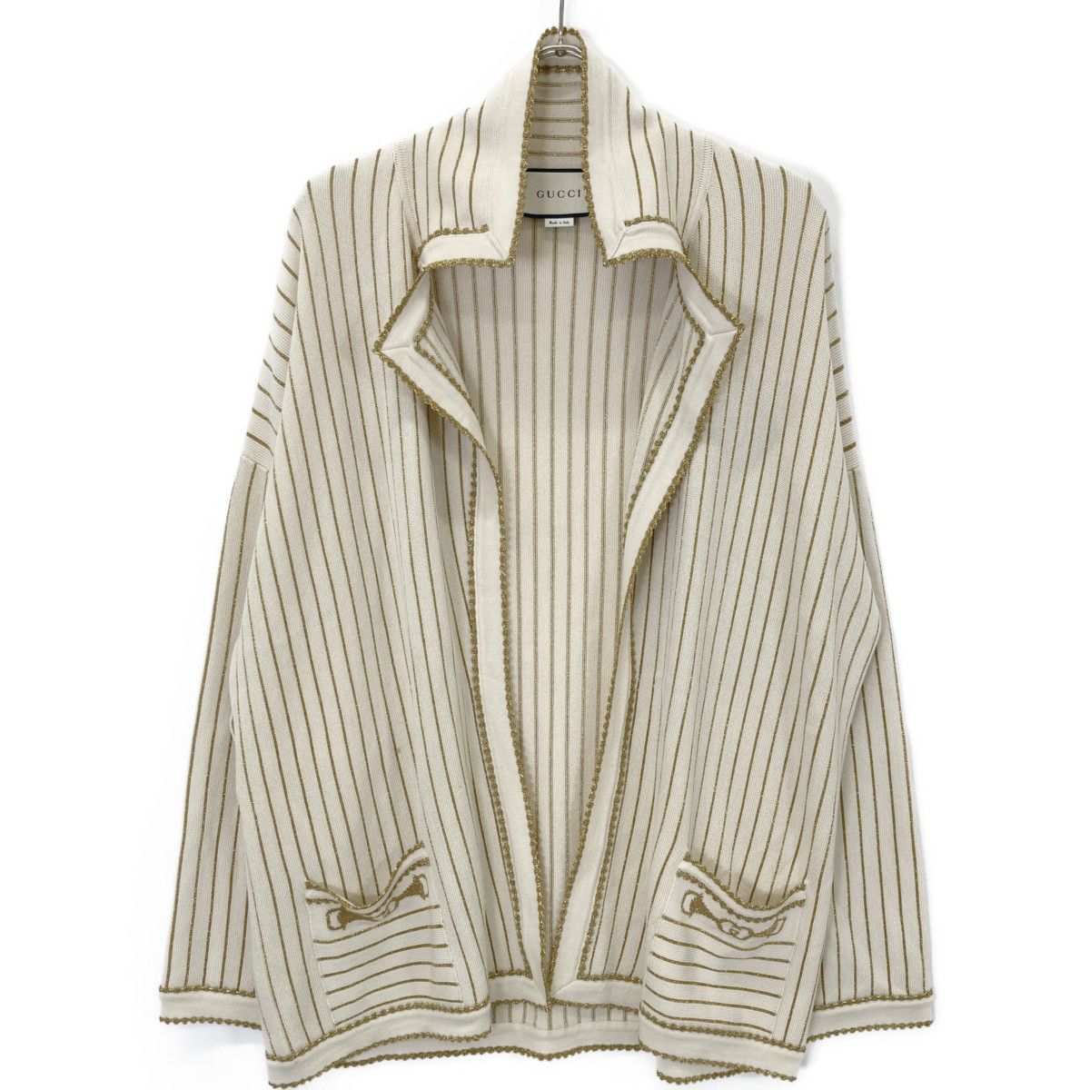 GUCCI グッチ 599176 XKA3T メタリックストライプカーディガン S