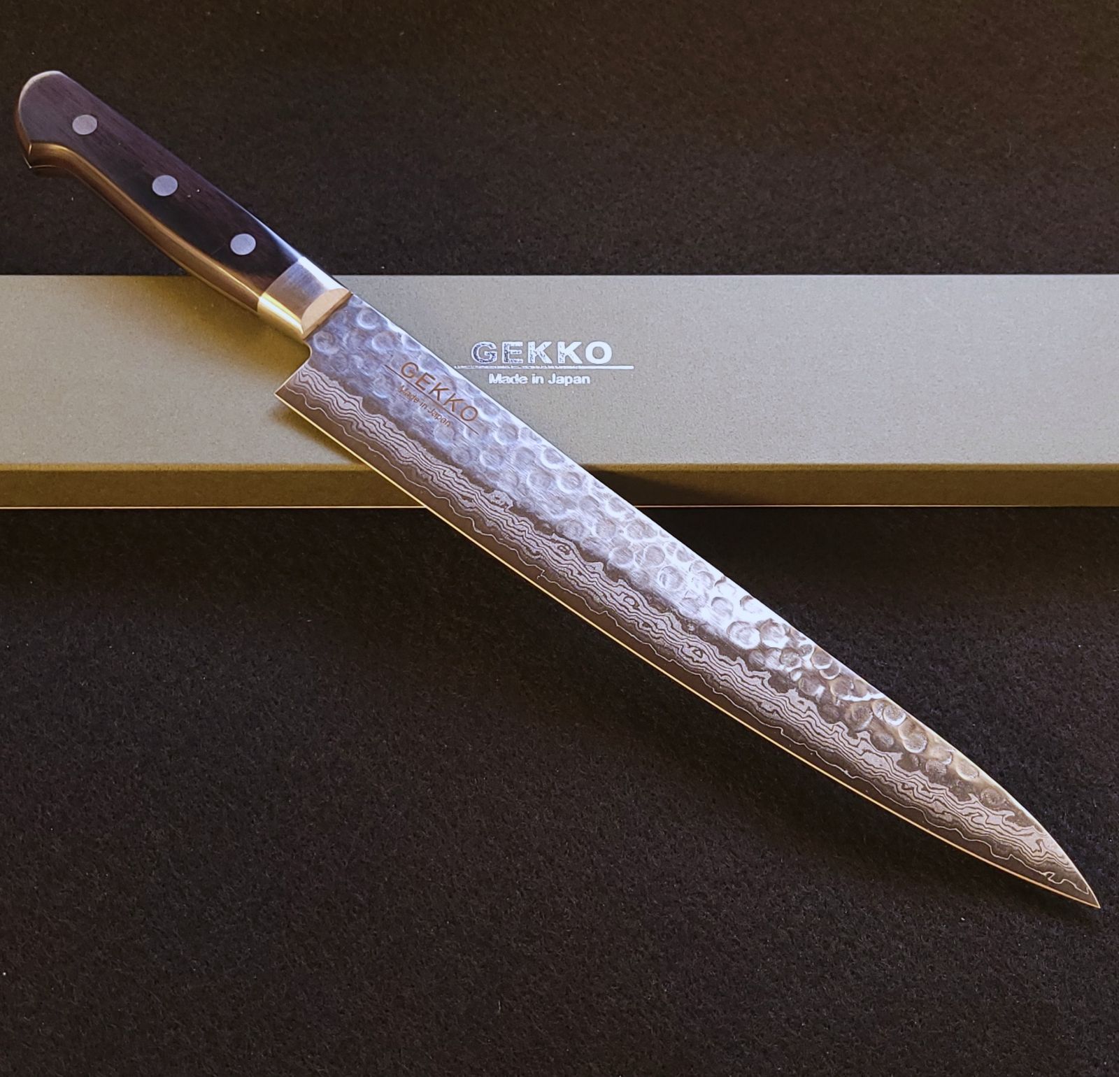 VG10 ダマスカス 筋引包丁245mm スライシングナイフ G1758 月光作 VG10 ダマスカス 筋引包丁245mm スライシングナイフ G1758 月光作