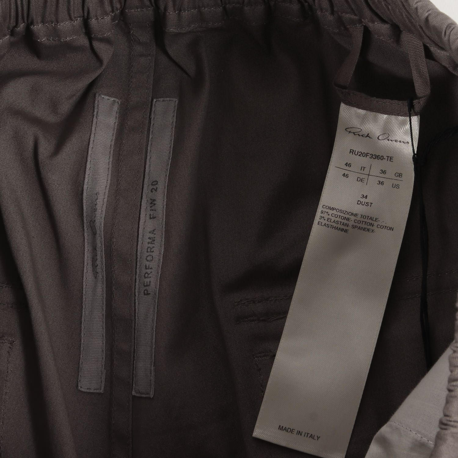 RICK OWENS リックオウエンス パンツ サイズ:46 20AW ドローストリング 