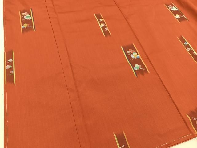 平和屋着物▽上質な小紋 単衣 紬地 舞葉文 正絹 逸品