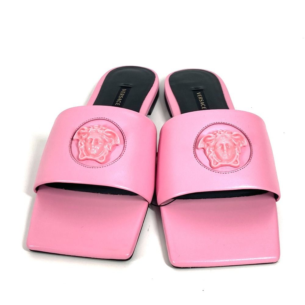 VERSACE ヴェルサーチ サンダル エナメルレザー メデューサロゴ VERSACE ヴェルサーチ サンダル メデューサ ロゴ レザー ピンク - メルカリ