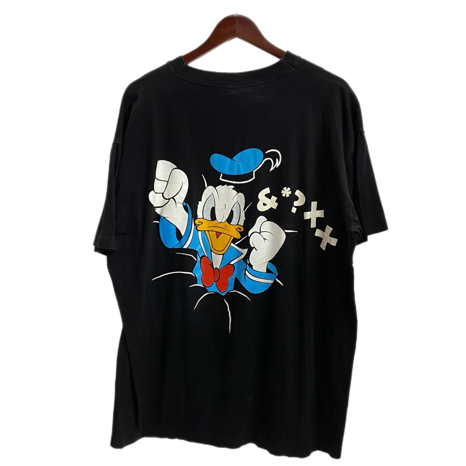 US古着 ディズニー Disney 激おこドナルド ぶち抜き両面Tシャツ 