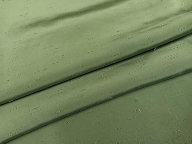 平和屋着物●上質な色無地 柳茶色 お召縮緬 正絹 AABC3652ph