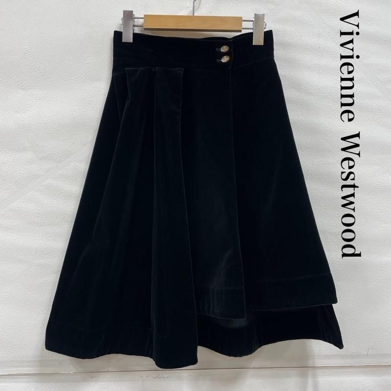 Vivienne Westwood red label ヴィヴィアン ウエストウッド レッドレーベル スカート ひざ丈スカート ベルベット 変形 フ スカート オーブ ボタン イタリア製