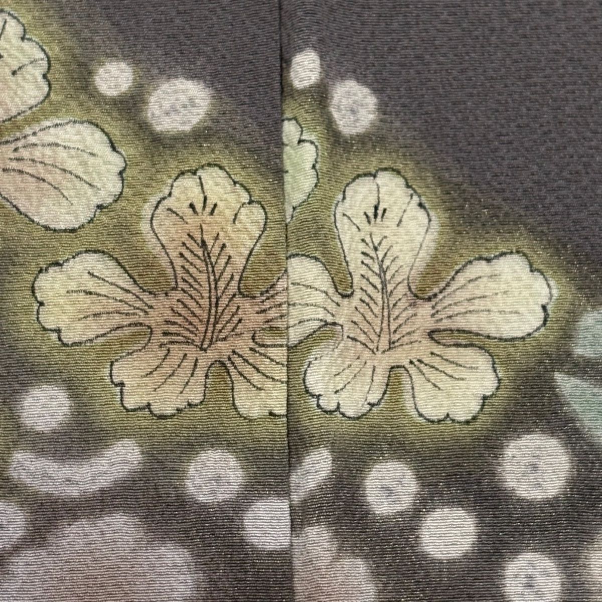 訪問着 身丈164.5cm 裄丈67.5cm L 袷 滝泰 落款 草花 金彩