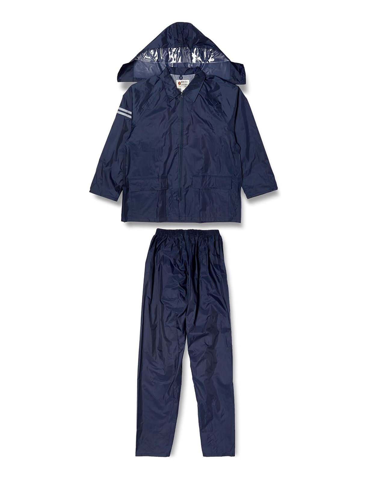 Size S_Color ネイビー ウィンターチェリー 通学用レインスーツ レインタックレインコート 上下セット ネイビー S