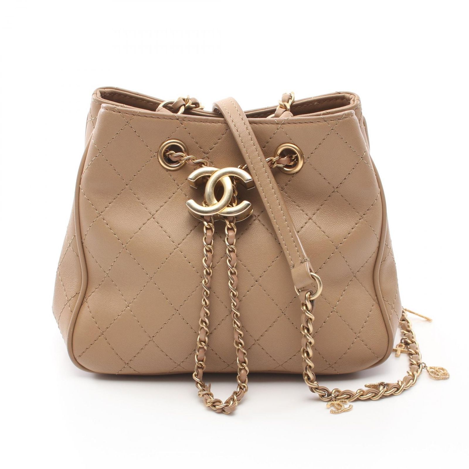 シャネル CHANEL ショルダーバッグ マトラッセ AS0829 ベージュ レザー 