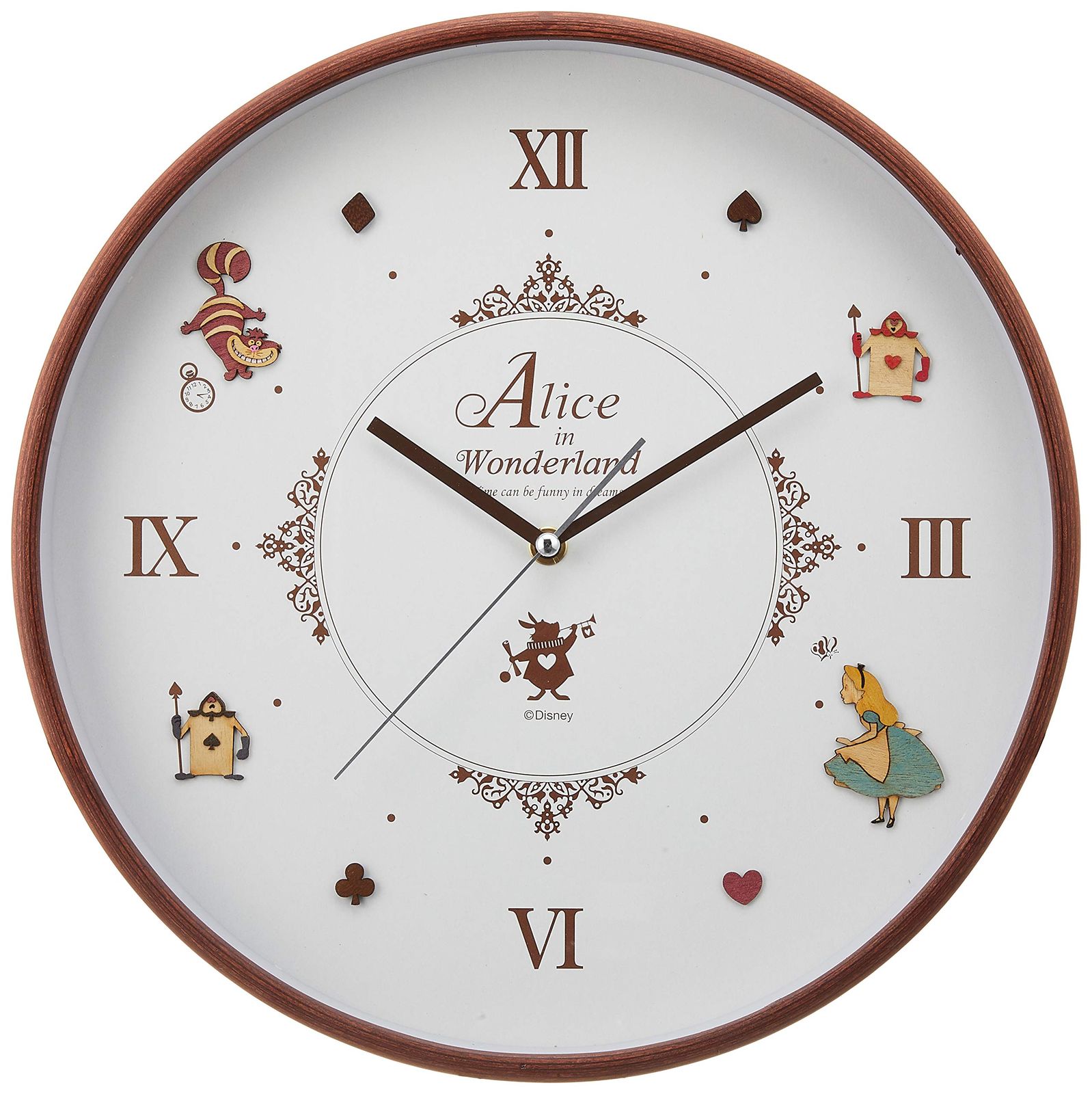 ディズニー ウッドパーツクロック 壁掛け時計 アリス CLOCK82864 [アリス]
