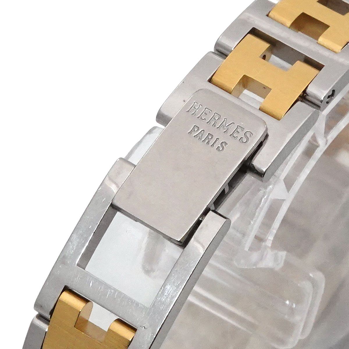 稼働 Hermes クリッパー 腕時計 コンビ デイト アイボリー 971 HERMES - 【本物保証】 エルメス HERMES クリッパー レディース