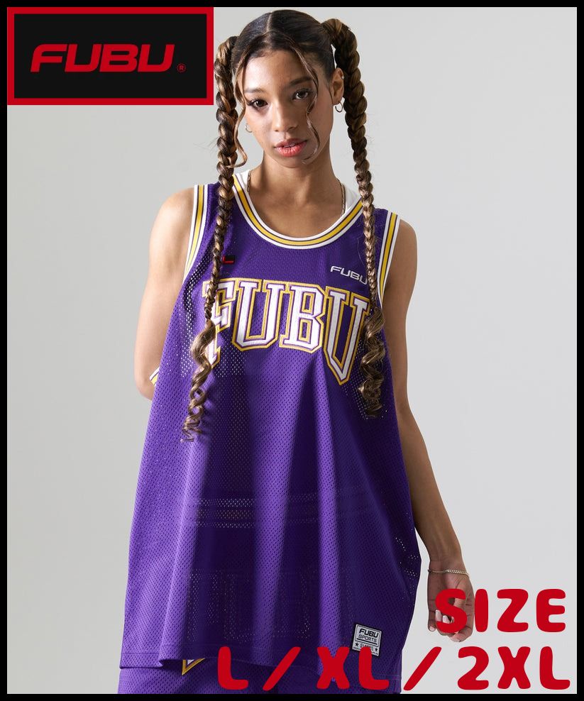 FUBU／フブ BASKET TUNK／バスケットタンク ストリートファッション HIP HOP 夏ファション メッシュタンク 男女 ユニセックス 　パープル　新作入荷 少量入荷 送料無料 FAM-41711