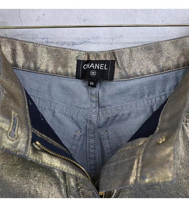 【広尾店】美品 シャネル CHANEL 19A デニムパンツ ゴールド size34 【13481】