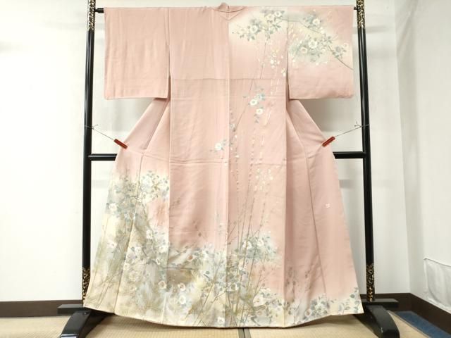平和屋着物●訪問着 作家物 枝椿花文 暈し染め 金彩 正絹 CAAW8208yc