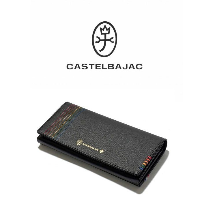 新品 ショッパー袋付き CASTELBAJAC カステルバジャック シェスト 長財布 027604 ブラック ユニセックス バジャック ゴルフ レザー  本革