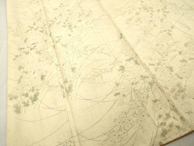 平和屋着物●上質な小紋　紬地　手描き　草花文　正絹　逸品　DAAV1422tw 平和屋着物○上質な小紋 紬地 手描き 草花文 正絹 逸品 DAAV1422tw