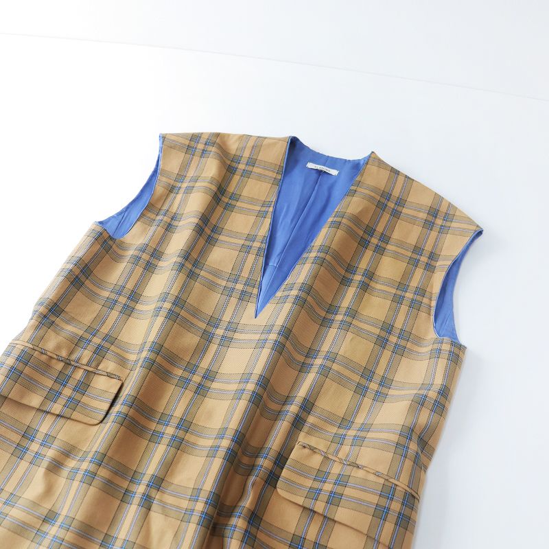 BLAMINK ブラミンク Vネック ワンピース 36チェック ドゥロワー 期間