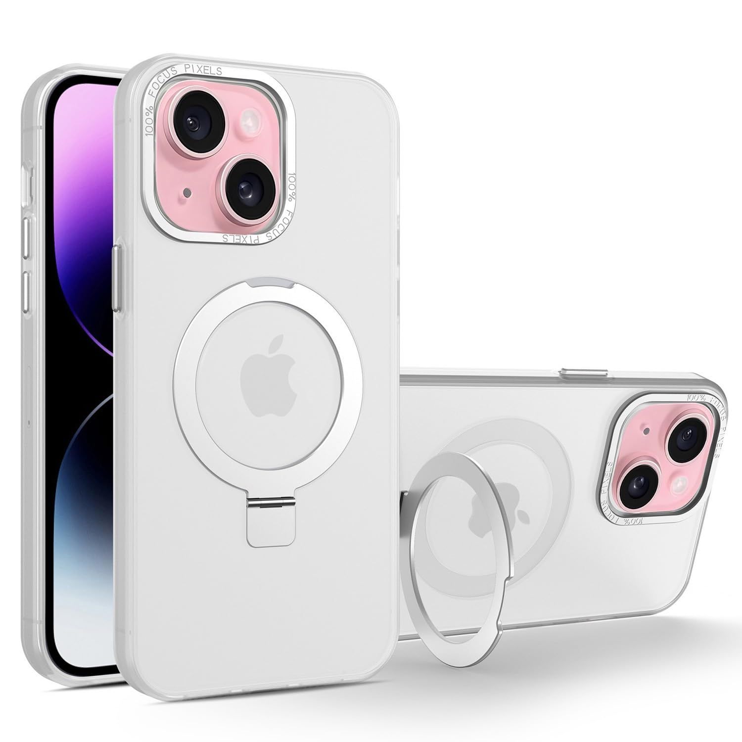 【数量限定】半透明マット 黄ばみ防止 耐久性 米軍MIL規格 対応] [MagSafe ワイヤレス充電対応 ケース ケース 用 半透明のマット背面 用 plus plus (HY-14p-bai) アイフォン14 耐衝撃 Iphone14