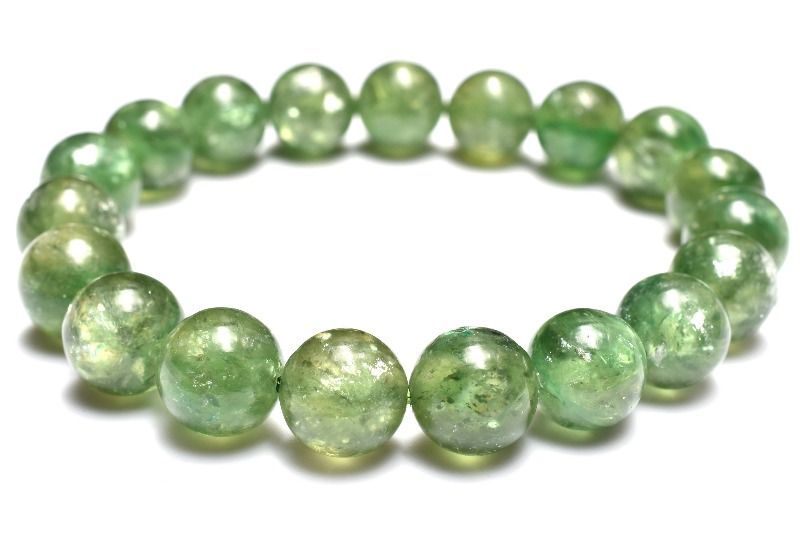 【１点物】希少天然雲母 グリーンマイカ(フックサイトシリカ)　10mm　ブレスレット パワーストーン 天然石 _MA8950