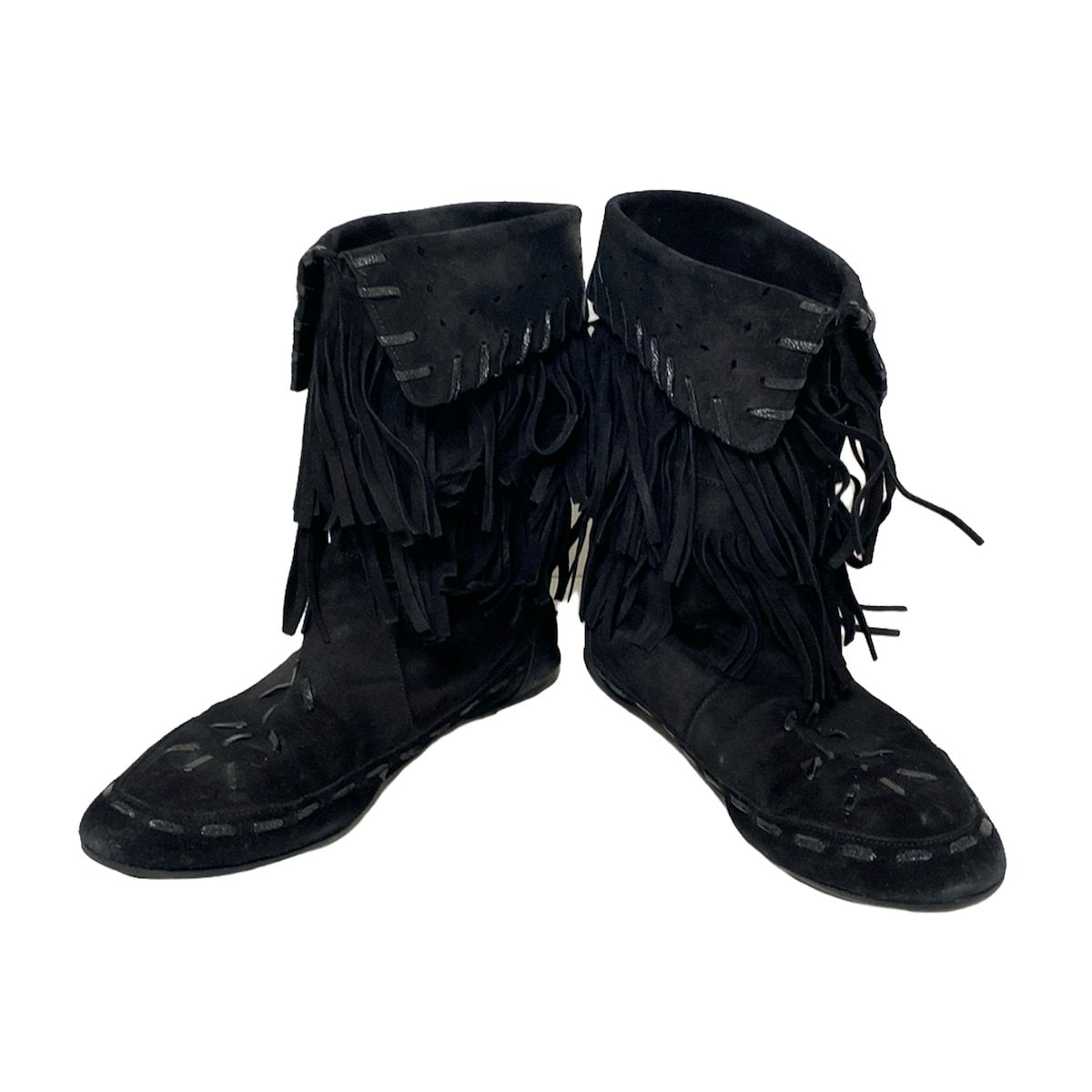 JIMMY CHOO ジミーチュウ ショートブーツ 36 1|2 レディース - 黒 フリンジ