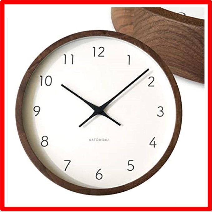 【送料無料 】ウォールナット KATOMOKU Muku Clock 7 電波時計 ウォールナット 連続秒針ムーブメント km-93RC φ306mm (ウォー