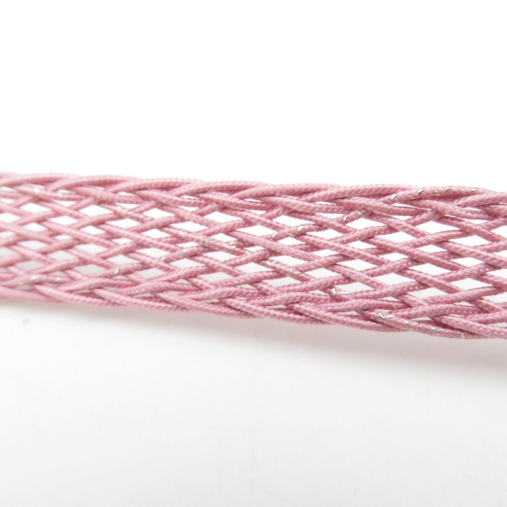帯締め 夏用 絹100% 帯〆 レース帯締め サーモンピンク ラメ入り 正絹 平組 Mサイズ 長さ165cm 新品