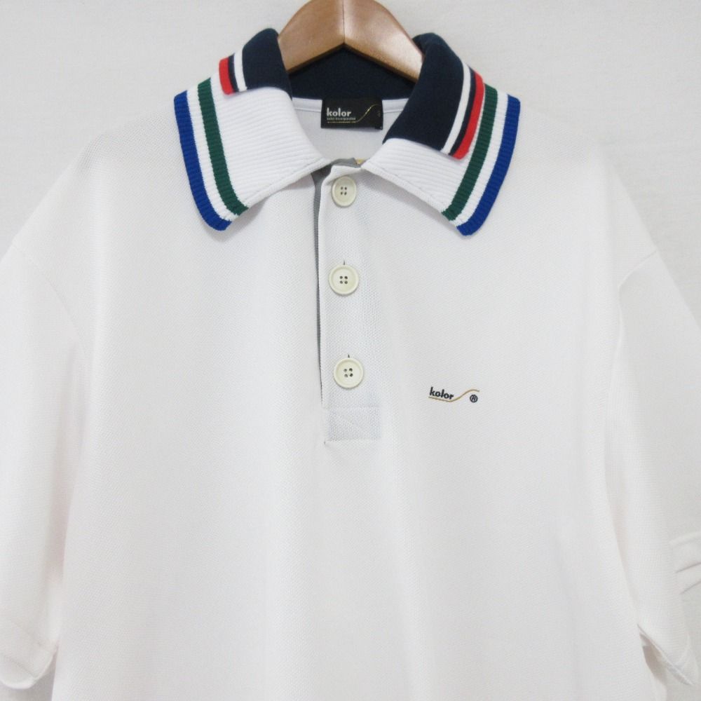 kolor 22SS ロゴ鹿の子ポロシャツ ホワイト
